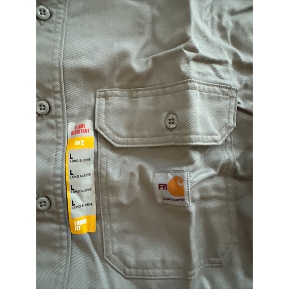 NWT CARHARTT FRS160 Flame Resistant Twill Shirt Men Large gray Workwear MEC - Picture 3 of 10